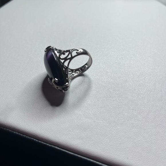 925 Silver Large Cocktail Ring With Amethyst Tiger Eye - Picture 7 of 7